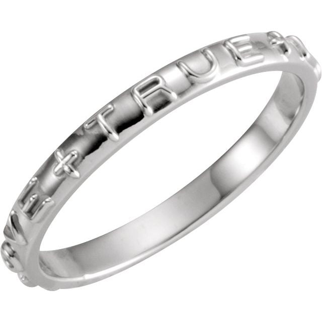 14K White True Love Chastity Ring Size 9