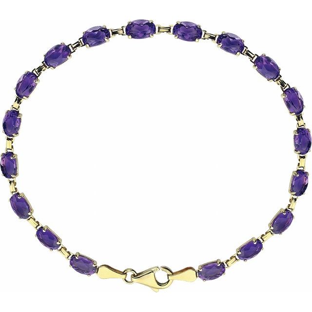 14K Yellow Natural Amethyst 7.25' Bracelet