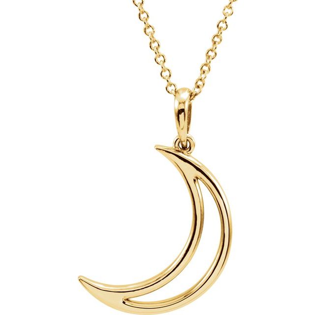 14K Yellow 25.7x4.7 mm Crescent Moon 16' Necklace