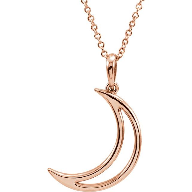 14K Rose 25.7x4.7 mm Crescent Moon 16' Necklace