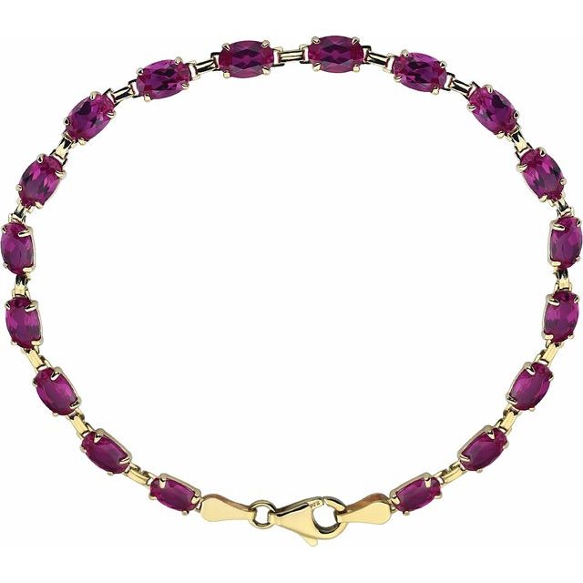 14K Yellow Lab-Grown Ruby 7.25' Bracelet