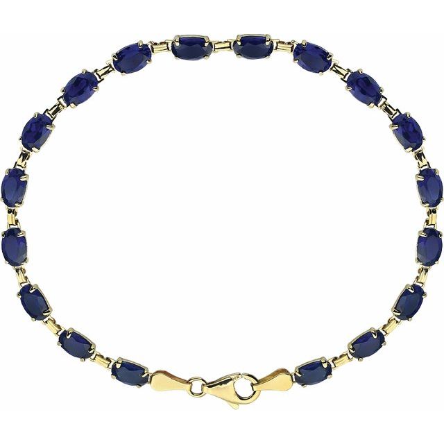 14K Yellow Lab-Grown Blue Sapphire 7.25' Bracelet