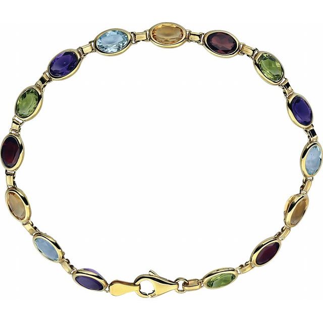 14K Yellow Natural Multi-Gemstone Line 7' Bracelet