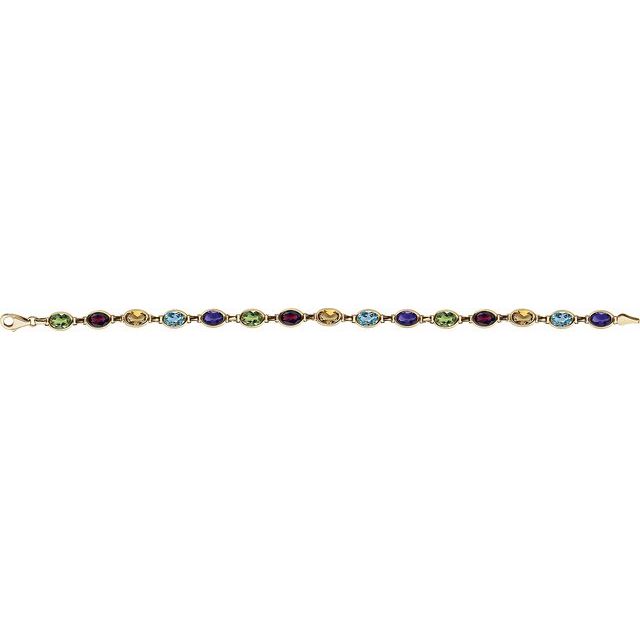 14K Yellow Natural Multi-Gemstone Line 7' Bracelet