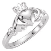 14K White Claddagh Ring