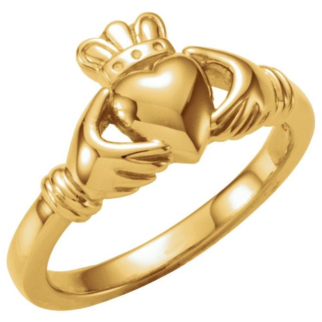 14K Yellow Claddagh Ring