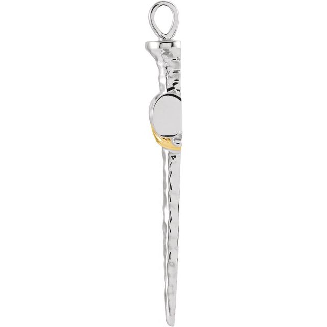 Sterling Silver & 14K Yellow Nail Cross Pendant