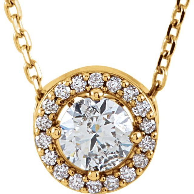 14K Yellow 1/3 CTW Lab-Grown Diamond Halo-Style 16' Necklace