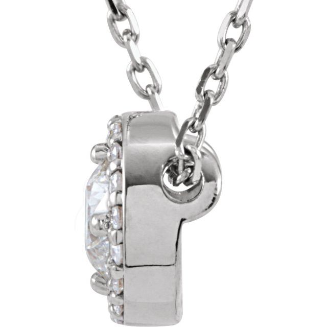 14K White 1/5 CTW Lab-Grown Diamond Halo-Style 16' Necklace