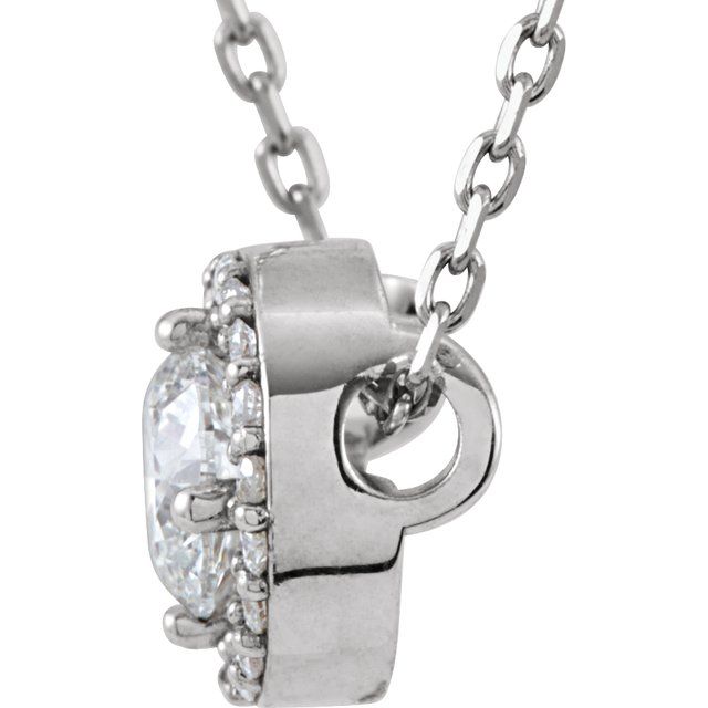 14K White 1/3 CTW Lab-Grown Diamond Halo-Style 16' Necklace
