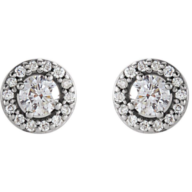 14K White 1/4 CTW Natural Diamond Halo-Style Earrings