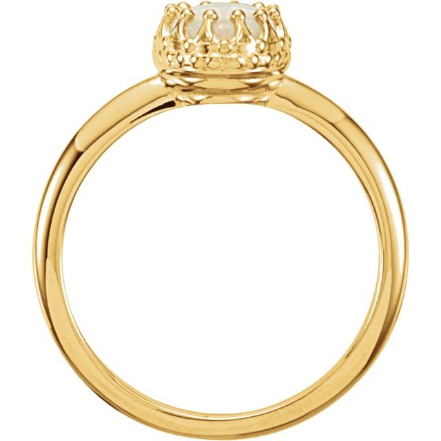 14K Yellow Natural White Opal Crown Ring