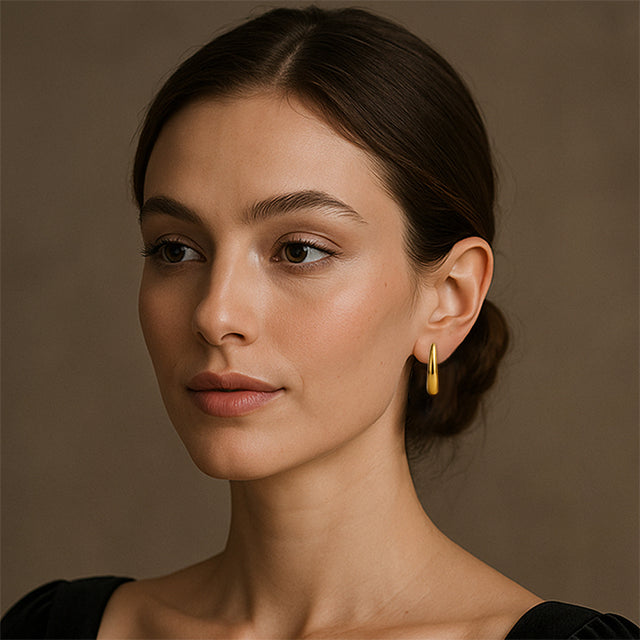 14K Yellow 37.2 mm Electroform Puffed Hoop Earrings