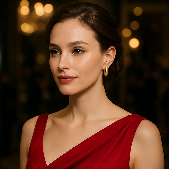 14K Yellow Electroform Tapered 25.1 mm Hoop Earrings