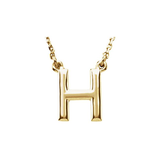 14K Yellow Block Initial H 16' Necklace