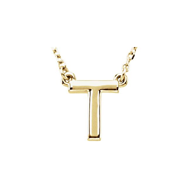 14K Yellow Block Initial T 16' Necklace