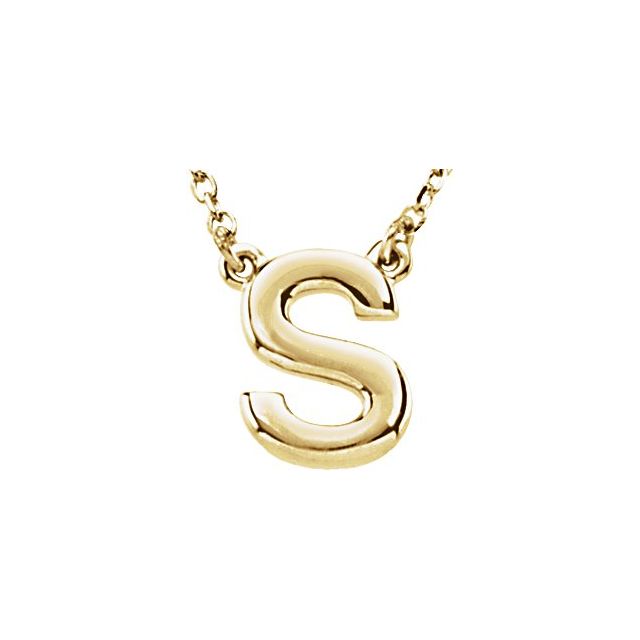 14K Yellow Block Initial S 16' Necklace