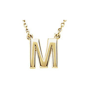 14K Yellow Block Initial M 16' Necklace
