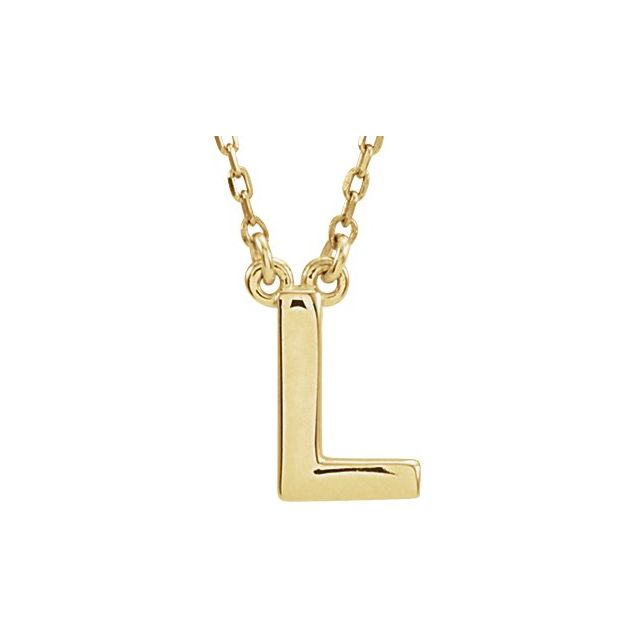 14K Yellow Block Initial L 16' Necklace