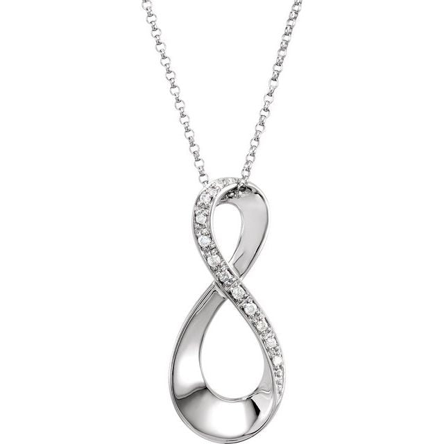 14K White .05 CTW Natural Diamond Infinity-Inspired 18' Necklace