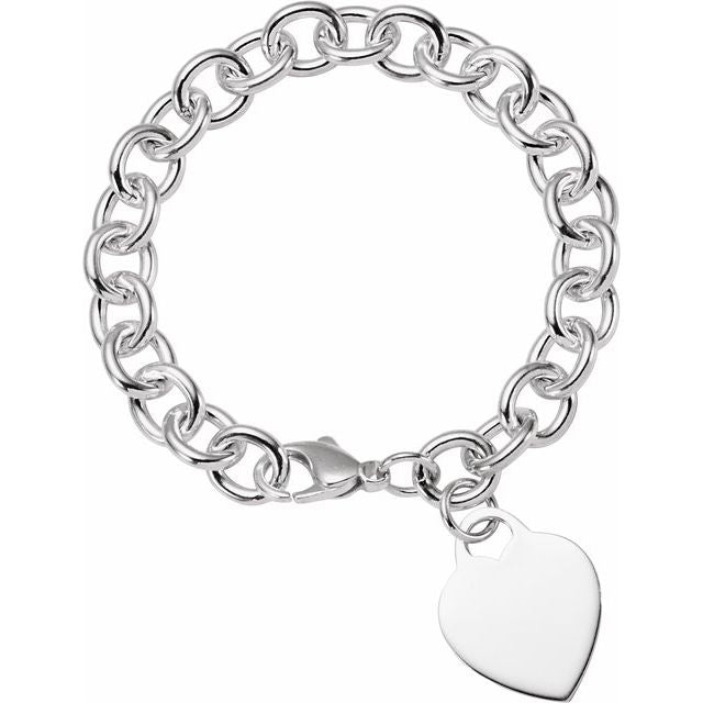 Sterling Silver Heart Charm 7 1/2' Chain