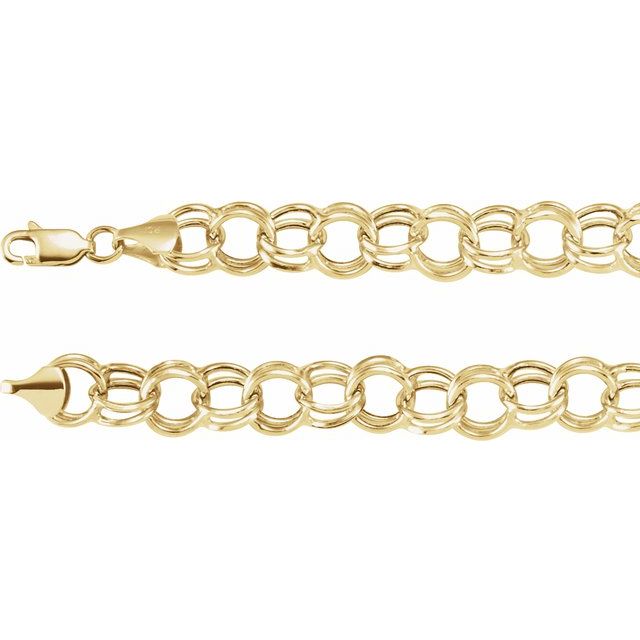 14K Yellow 5.7 mm Hollow Double Cable 7.25' Chain
