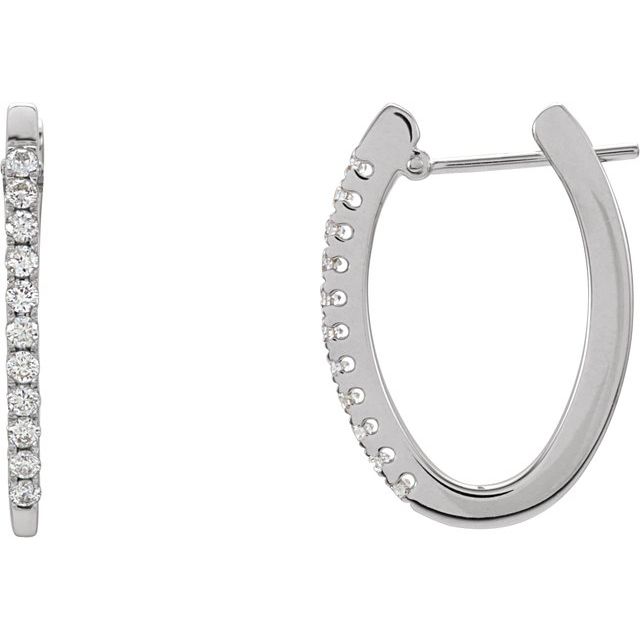 14K White 1/3 CTW Natural Diamond Hoop Earrings