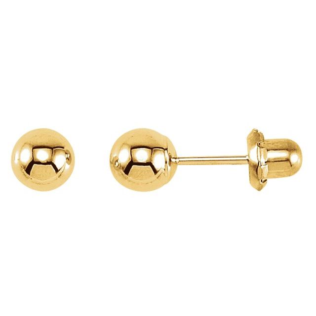 14K Yellow Ball Stud Piercing Earrings