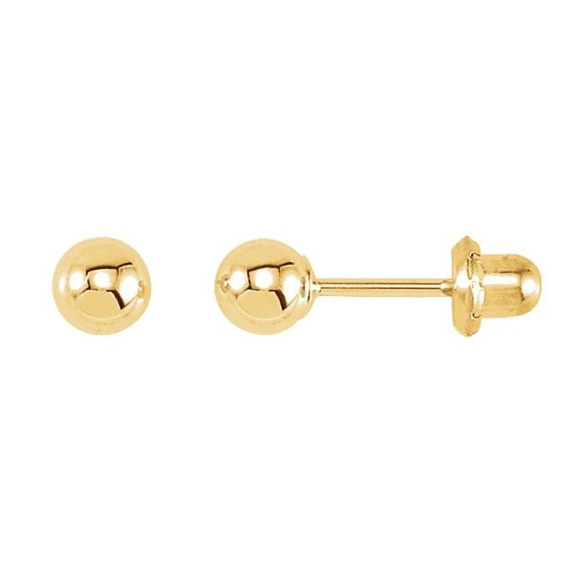 14K Yellow Ball Stud Piercing Earrings