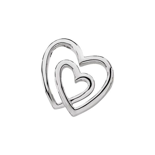 14k White Double Heart Pendant