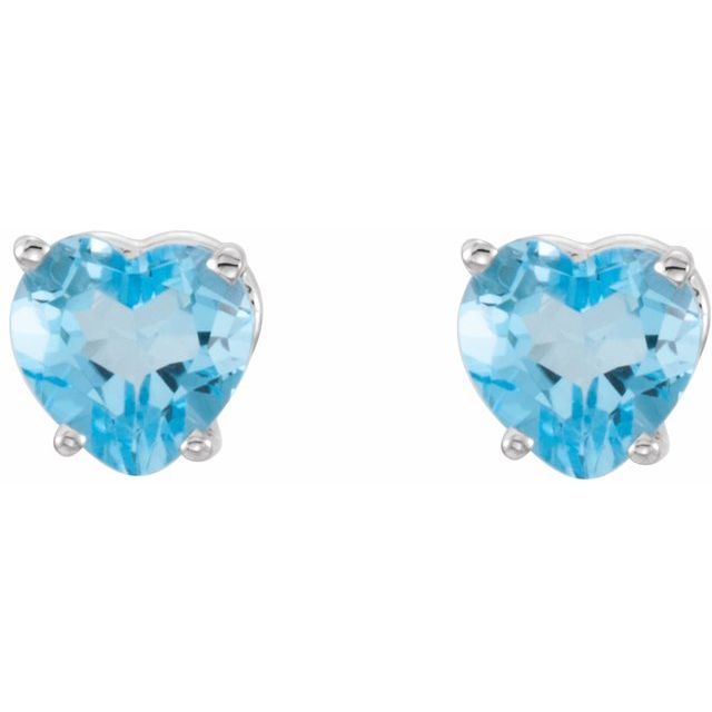 14K White Natural Swiss Blue Topaz Earrings