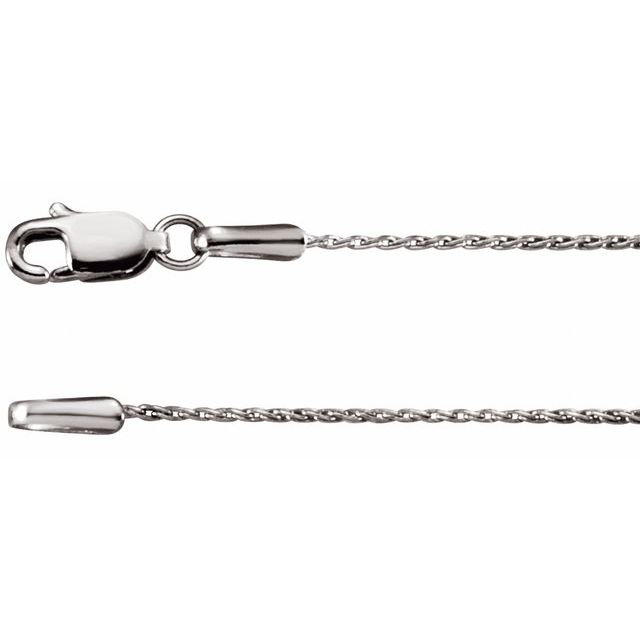 14K White .8 mm Wheat 16' Chain
