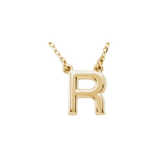 14K Yellow Block Initial R 16' Necklace