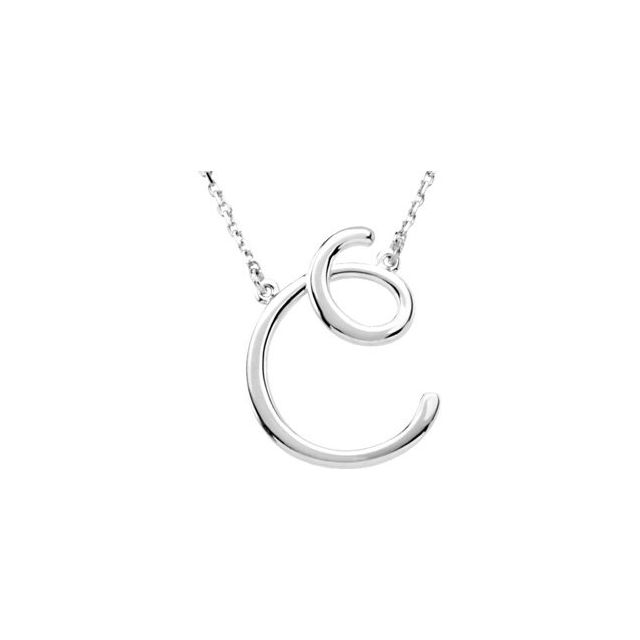 Sterling Silver Script Initial C 16' Necklace