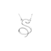 Sterling Silver Script Initial S 16' Necklace