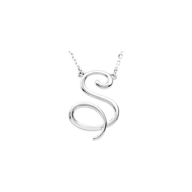 Sterling Silver Script Initial S 16' Necklace