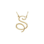 14K Yellow Script Initial S 16' Necklace