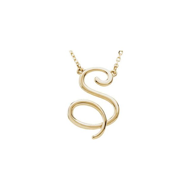 14K Yellow Script Initial S 16' Necklace