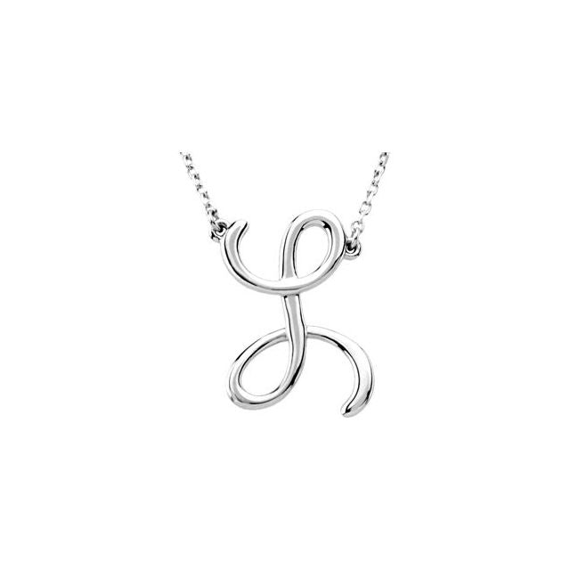 Sterling Silver Script Initial L 16' Necklace