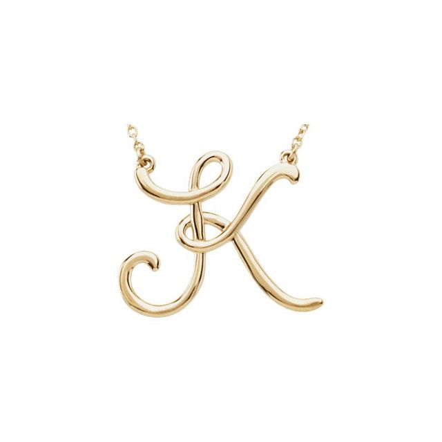 14K Yellow Script Initial K 16' Necklace