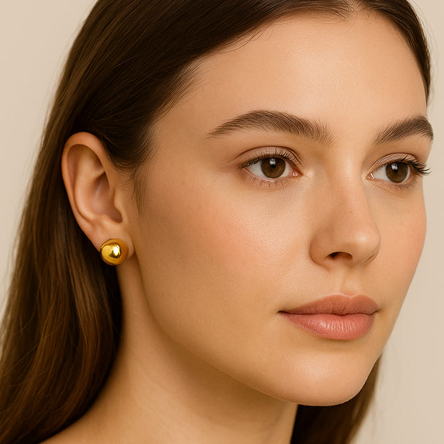 14K Yellow 15 mm Electroform Domed Earrings