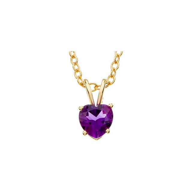 14K Yellow 6 mm Natural Amethyst Heart 18' Necklace