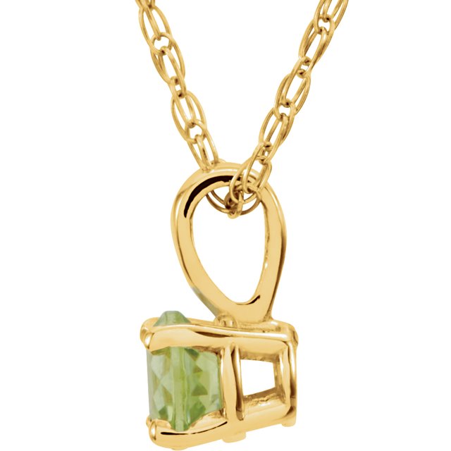 14k Yellow 3 Mm Imitation Peridot Youth Solitaire 14' Necklace