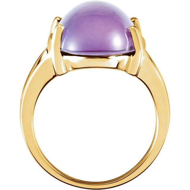 14K Yellow Natural Amethyst Cabochon Ring