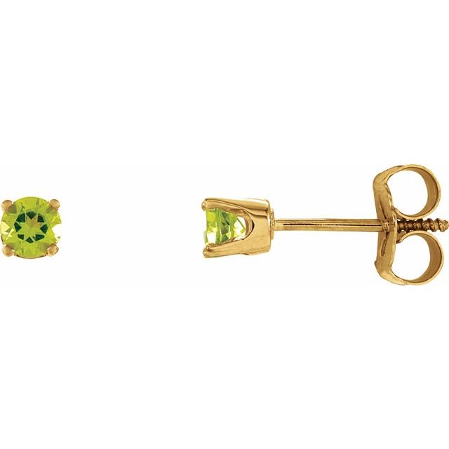 14K Yellow Natural Peridot Youth Earrings