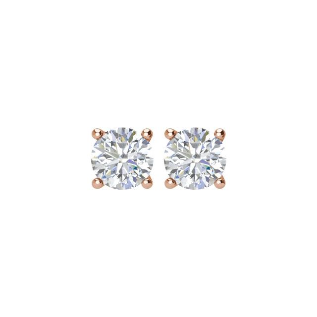 14k Rose 1/2 Ctw Natural Diamond Stud Earrings