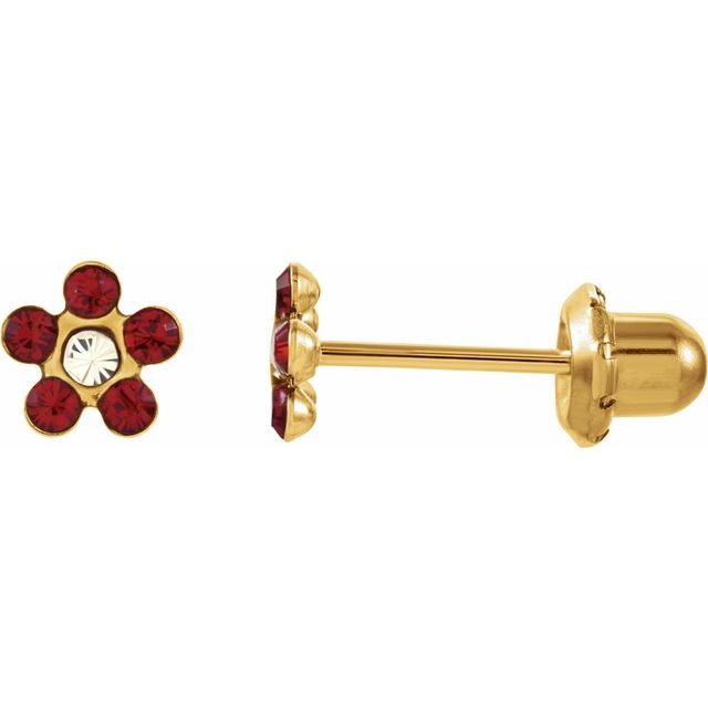 14K Yellow Imitation Ruby Inverness® Piercing Earrings