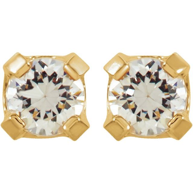 14K Yellow 2 mm Imitation White Cubic Zirconia Inverness® Piercing Earrings