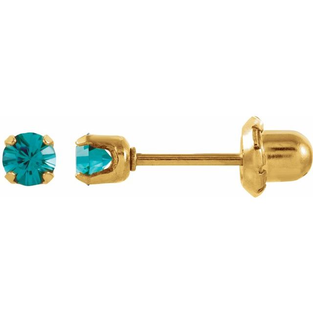 14K Yellow Imitation Blue Zircon Inverness® Piercing Earrings