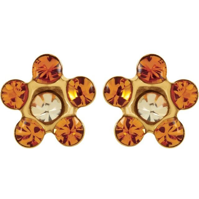 14K Yellow Imitation Citrine Inverness® Piercing Earrings